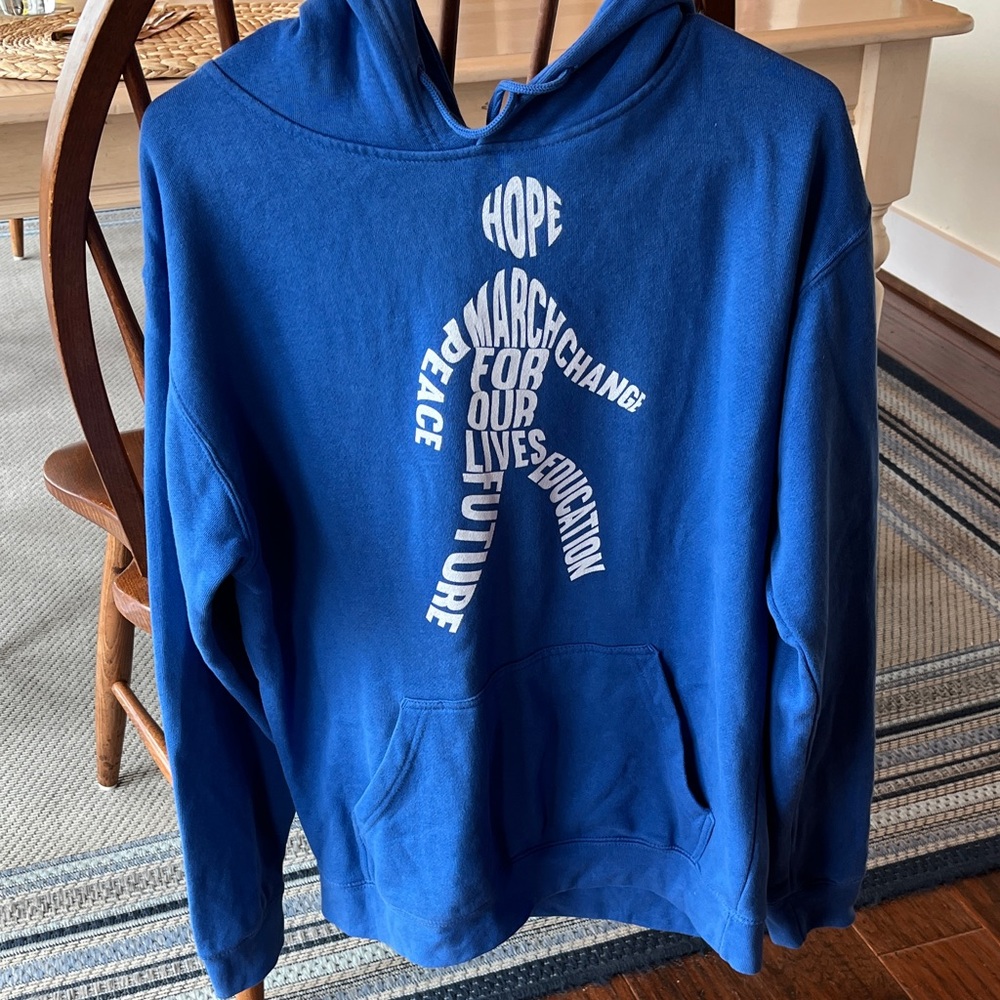 Delta Blue Fleece Hoodie March for Education Medium